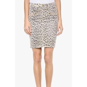 Current/Elliott Beige Stone Leopard Print Soho Zip Stiletto Pencil Skirt EUC 26